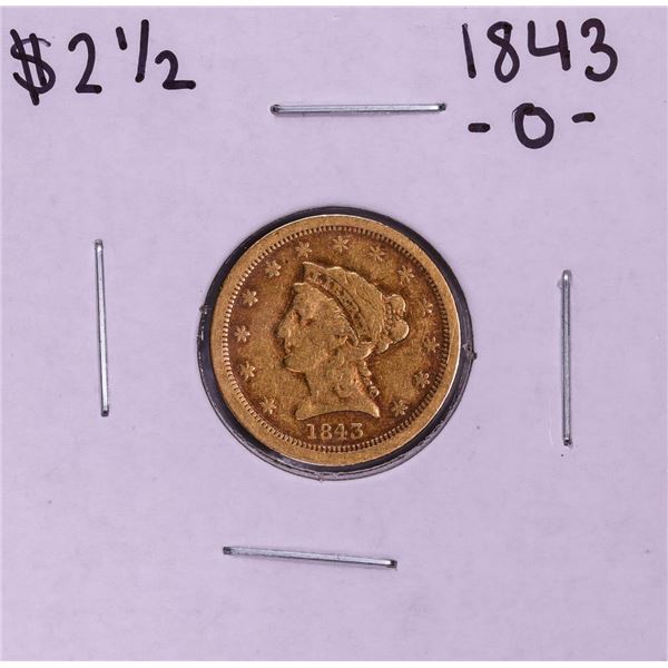 1843-O Small Date $2 1/2 Liberty Head Quarter Eagle Gold Coin