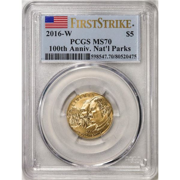 2016-W $5 100th Anniversary National Parks Gold Coin PCGS MS70 First Strike