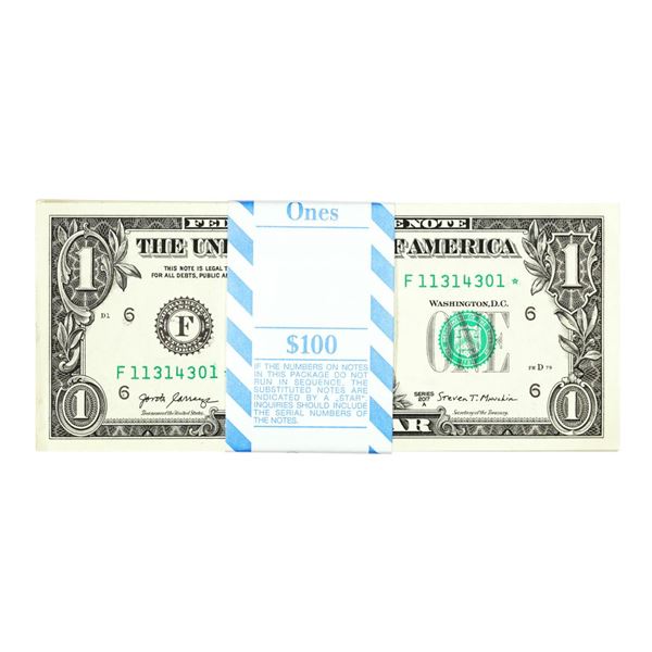 Pack of (100) Consecutive 2017A $1 Federal Reserve Star Notes Atlanta