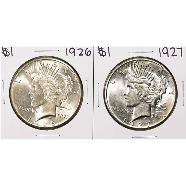 Lot of 1926-1927 $1 Peace Silver Dollar Coins