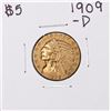 Image 1 : 1909-D $5 Indian Head Half Eagle Gold Coin