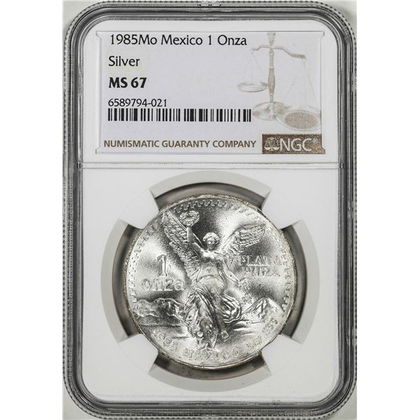 1985Mo Mexico 1 Onza Libertad Silver Coin NGC MS67