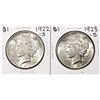 Lot of 1922-S & 1923-S $1 Peace Silver Dollar Coins