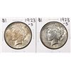 Lot of (2) 1923-S $1 Peace Silver Dollar Coins