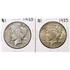 Lot of (2) 1935 $1 Peace Silver Dollar Coins