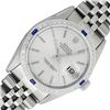 Rolex Mens Stainless Steel Silver Index Sapphire and Diamond Wristwatch
