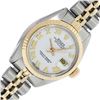 Rolex Ladies Two Tone White Roman Datejust Wristwatch