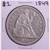 1849 $1 Seated Liberty Silver Dollar Coin