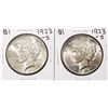 Image 1 : Lot of (2) 1923-S $1 Peace Silver Dollar Coins