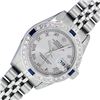 Rolex Ladies Stainless Steel Gray Roman Sapphire and Diamond Datejust Wristwatch