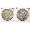 Lot of (2) 1934-S $1 Peace Silver Dollar Coins