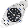 Rolex Ladies Stainless Steel Black Index Sapphire and Diamond Datejust Wristwatch