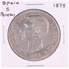 1875 Spain 5 Pesetas Silver Coin