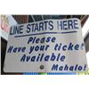 Image 1 : Line Starts Here Sign, Please Have Your Ticket Available. Mahalo! 18"x12"