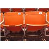 Image 1 : Pair Aloha Stadium Seats w/ Backs & 3 Armrests, Orange, Seats 3 & 4, 45"x13"x28"H