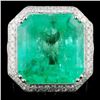 Image 1 : 18K White Gold 23.83ct Emerald & 3.98ct Diamond Ri
