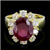 Image 1 : 14K Gold 6.00ct Ruby & 1.00ctw Diamond Ring