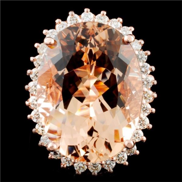 14K Gold 17.86ct Morganite & 0.94ctw Diamond Ring