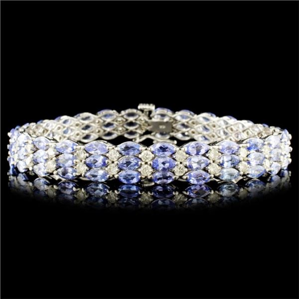 14K Gold 12.00ctw Tanzanite & 2.45ctw Diamond Brac