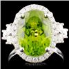 Image 1 : 14K Gold 5.95ct Peridot & 0.88ctw Diamond Ring