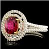 Image 2 : 18K Gold 1.01ct Ruby & 0.50ctw Diamond Ring