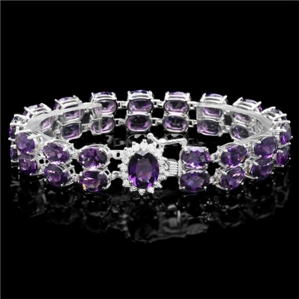 `14k Gold 45.00ct Amethyst & 0.50ct Diamond Bracel