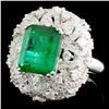 Image 2 : 18K Gold 3.94ct Emerald & 1.61ctw Diamond Ring