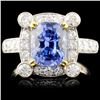 18K White Gold 4.18ct Sapphire & 1.02ct Diamond Ri