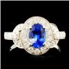 18K Gold 0.95ct Sapphire & 0.67ctw Diamond Ring