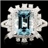 18K Gold 2.98ct Aquamarine & 0.64ctw Diamond Ring
