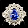14K Gold 2.78ct Sapphire & 1.03ctw Diamond Ring