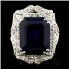 14K Gold 10.32ct Sapphire & 2.14ctw Diamond Ring