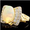 Image 2 : 18K Gold 5.47ct Opal & 1.27ctw Diamond Ring