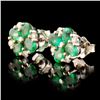 Image 2 : 14K Gold 3.00ct Emerlad & 0.40ct Diamond Earrings