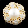 Image 1 : 18K Gold 11.50MM Pearl & 2.18ctw Diamond Ring