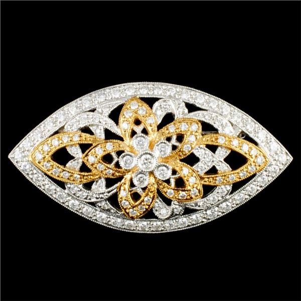 18K Gold 1.27ctw Diamond Brooch