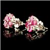 Image 2 : 14K Gold 3.00ct Ruby & 0.40ct Diamond Earrings