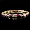 Image 2 : 14K Yellow Gold 4.00ct Ruby & 0.25ct Diamond Brace