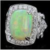 Image 1 : 18K Gold 6.76ct Opal & 2.61ct Diamond Ring