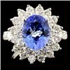 Image 1 : 14K Gold 2.51ct Tanzanite & 1.64ctw Diamond Ring