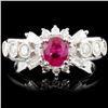 Image 1 : 18K Gold 0.73ct Ruby & 0.71ctw Diamond Ring