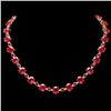 Image 1 : 14k Gold 54.00ct Ruby & 2.00ct Diamond Necklace