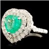 Image 2 : 18K Gold 2.23ct Emerald & 1.79ctw Diamond Ring