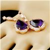 Image 2 : 14K Gold 17.00ct Amethyst & 1.51ctw Diamond Earrin