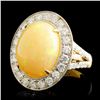 Image 2 : 14K Gold 5.51ct Opal & 1.26ctw Diamond Ring