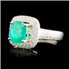 Image 2 : 14K Gold 1.08ct Emerald & 0.51ctw Diamond Ring