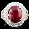 Image 1 : 14K Gold 5.57ct Ruby & 1.49ctw Diamond Ring