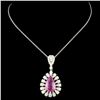 Image 1 : 18K Gold 3.02ct Sapphire & 1.41ctw Diamond Pendant