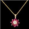 Image 1 : 14K Gold 0.64ct Ruby & 0.16ctw Diamond Pendant