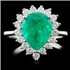 Image 1 : 18K White Gold 2.32ct Emerald & 0.56ct Diamond Rin
